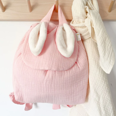 Sac à dos lapinou double gaze rose blush