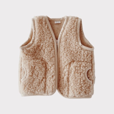 Gilet sans manches en laine sable