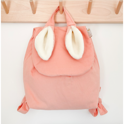 Sac à dos lapinou double velours rosé poudré