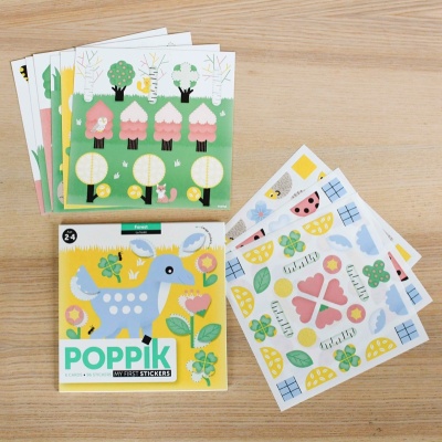 POPPIK 6 cartes + 96 gommettes Les animaux de la forêt